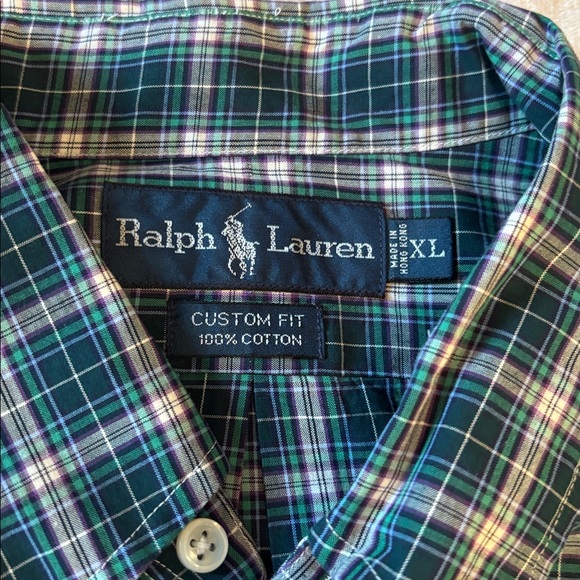 Ralph Lauren “Custom Fit” Blue Plaid Button Down Mens Shirt Size XL NWT New - Picture 2 of 15